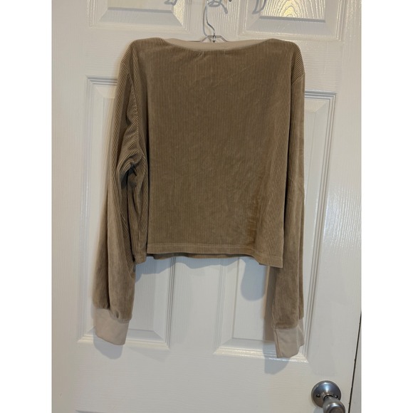 Komwe Corduroy Long Sleeve Top Ribbed Trim Casual Comfy Pullover Large - Picture 5 of 5